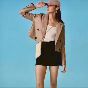 Anthropologie Maeve Cropped Faux Leather Jacket | Tan